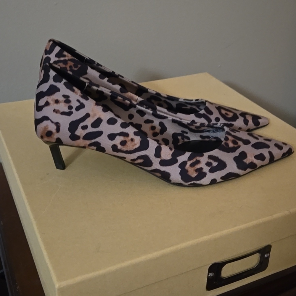Zara Leopard Print Kitten Heels Size 37/US 6.5 - Picture 3 of 7